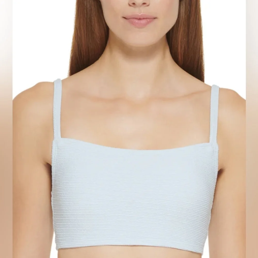 DKNY Textured Bralette Bikini Top Light Blue S